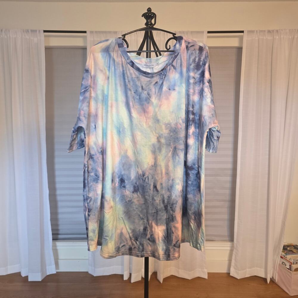 MISSLOOK Blue and Pink Tie-Dye Tee - Picture 2 of 7